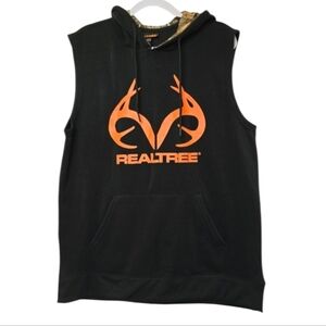 Realtree Black Sleeveless Hooded Tank Top Sz L Outdoors Streetwear Fishing